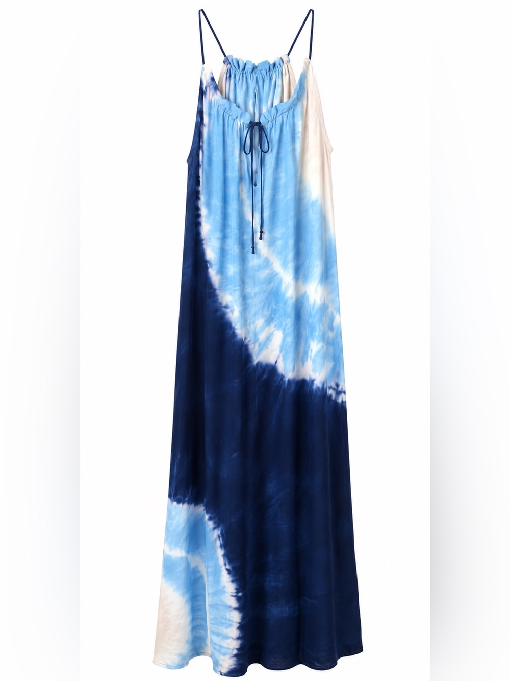 Young Fabulous & Broke Blue Tie Dye Strappy Boho Resort Maxi Dress Sz Small